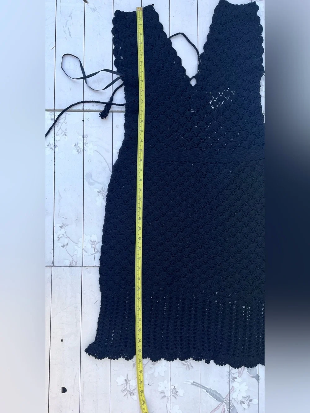 Helen Jon Black Crochet cover up and String Bikini Bottom - Picture 10 of 11